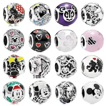 

PDB ZZ 17 Charms beads jewelry make beautiful rose mouse portrait travel around the world tea party Charm Beads fashion gift.