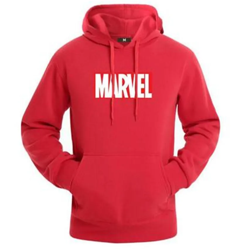MARVEL толстовка с капюшоном и принтом букв плюс бархат новая пара модная мужская повседневная Молодежная уличная хип хоп Высокая уличная Толстовка - Цвет: red 02