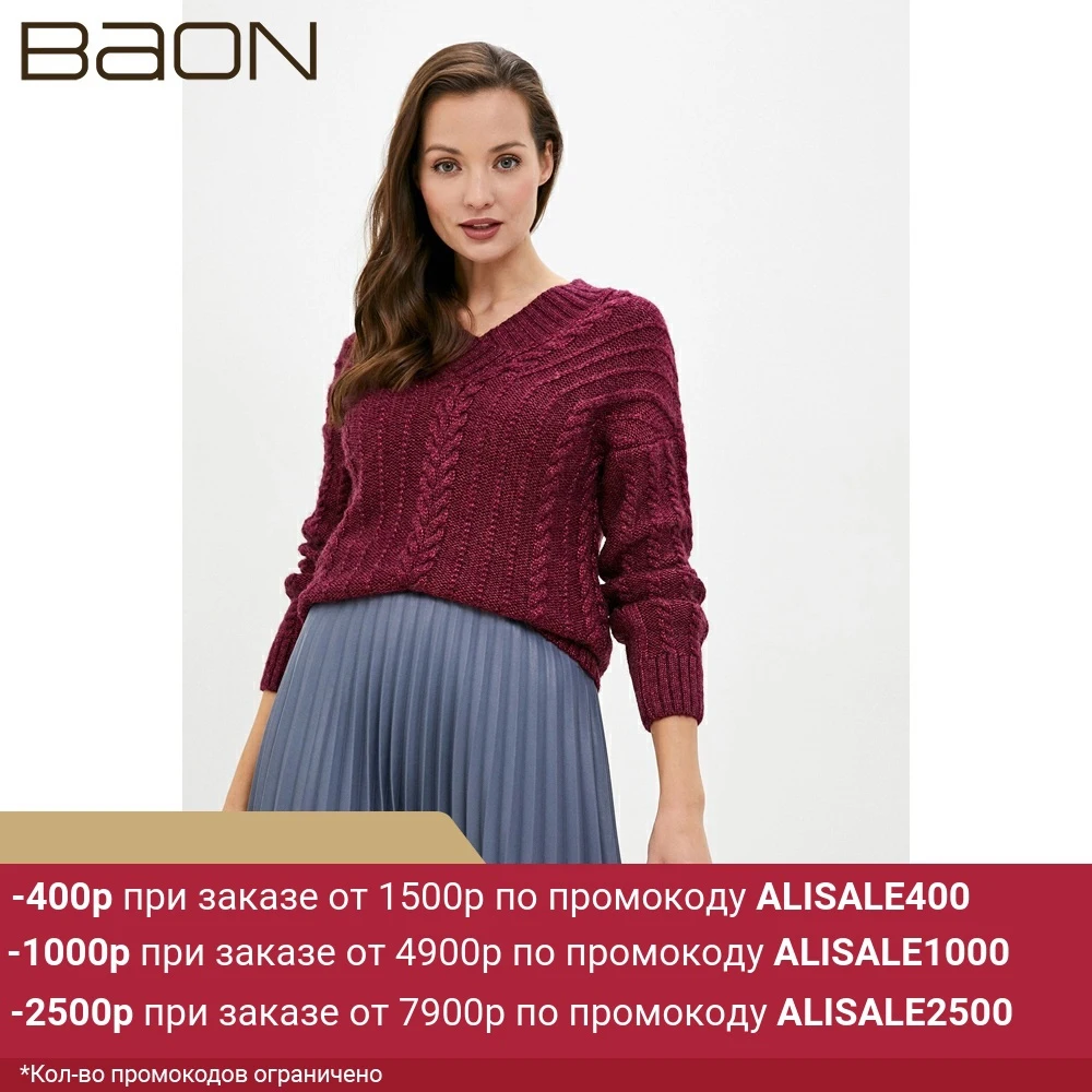 Женский пуловер узорчатой вязки Baon B139512 | Женская одежда