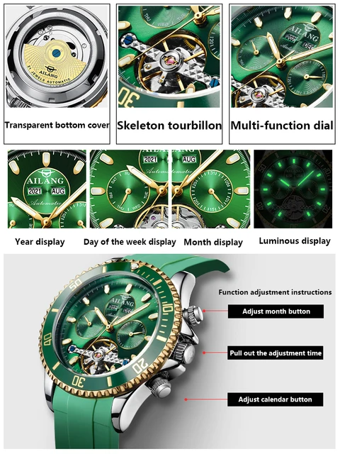 AILANG 2021 new authentic watch men's mechanical luminous watch automatic hollow fashion business mechanical men's watch 2