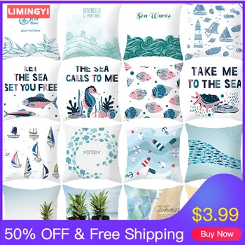 

LIMINGYI Home Soft Decoration Marine Digital Printing Car Pillowcase Cushion Cover Throw Pillows Decorative Pillows ZT145