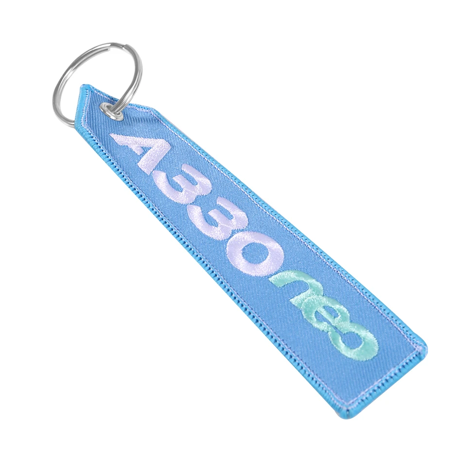 AIRBUS Keychain Double-sided Embroidery A330 NEO Aviation Key Ring Chain for Aviation Gift Strap Lanyard Light Blue Keychains (6)