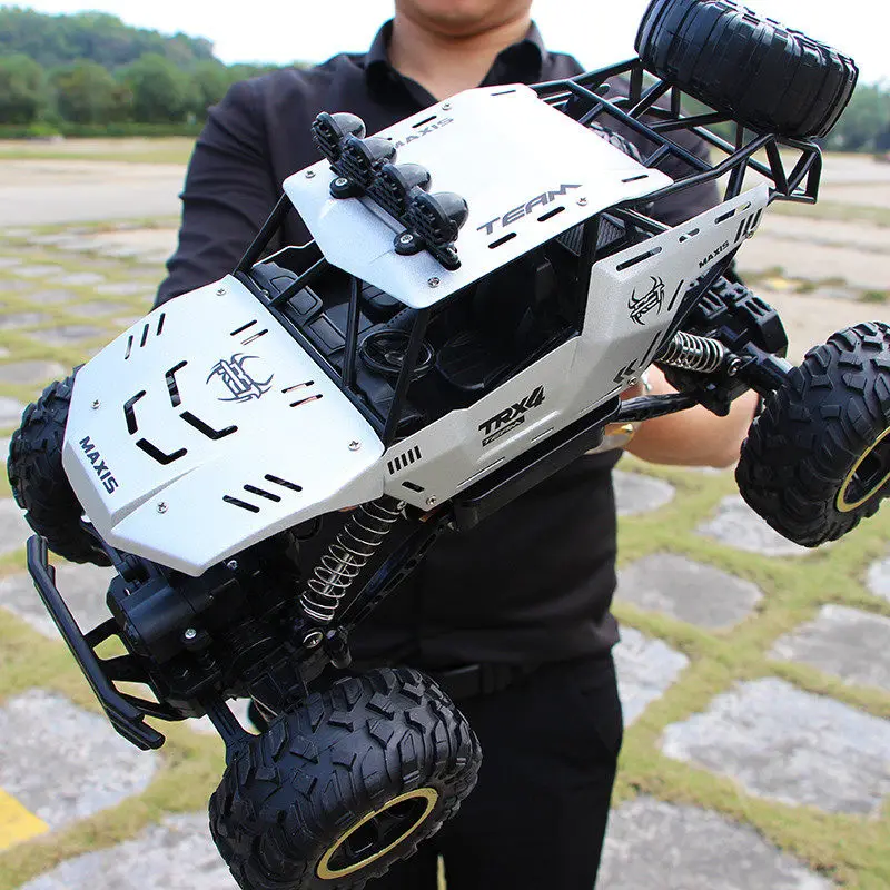 1/12 RC автомобиль 4WD альпинистский автомобиль 4x4 двойной привод двигателей Bigfoot автомобиль дистанционное управление Модель внедорожный автомобиль игрушки для мальчиков Детский подарок - Цвет: 37cm Silver