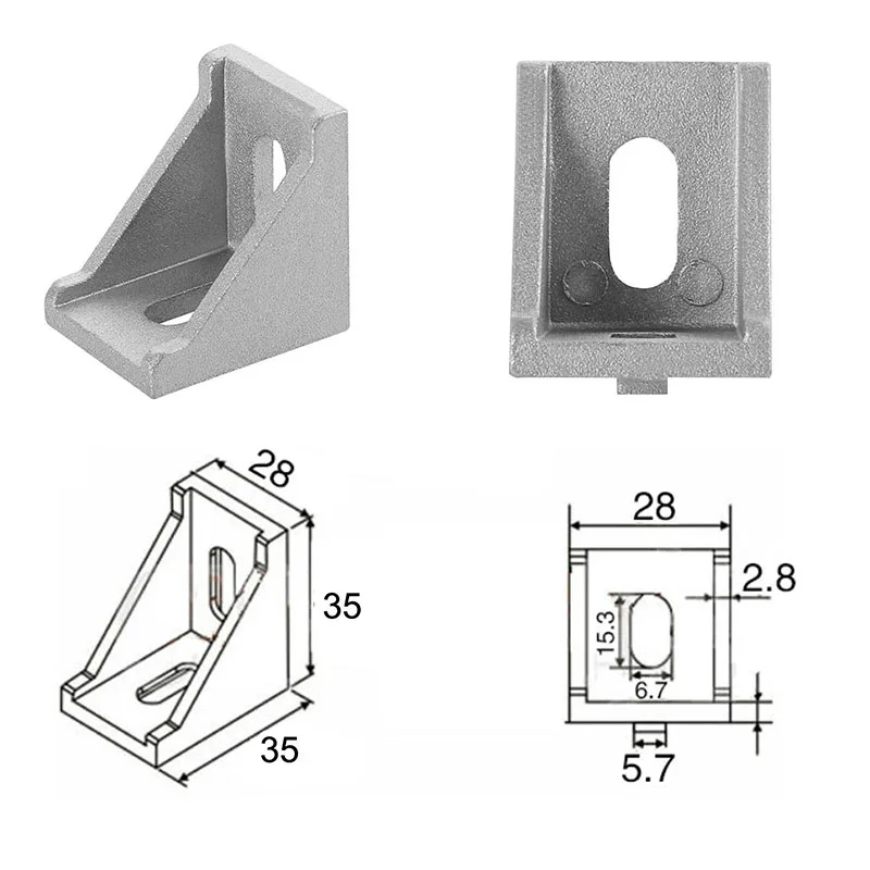10Pcs Aluminum L Shape Brace Corner Joint 90 Degree Right Angle Fasten Bracket