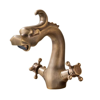 

Chinese Dragon Basin Faucet Bathroom Vessel Sink Mixer Tap Deck Mounted Dual Crystal Handle Hot Cold Water Mixers