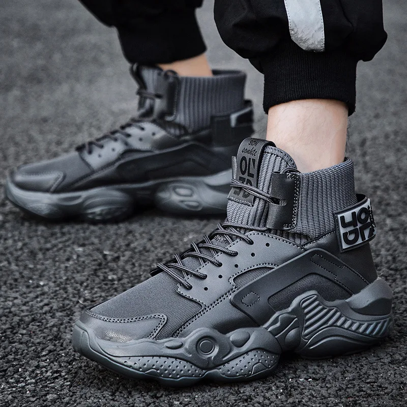 Уличные высокие кроссовки в стиле хип хоп Мужская сетчатая обувь Palform Kanye West Tenis