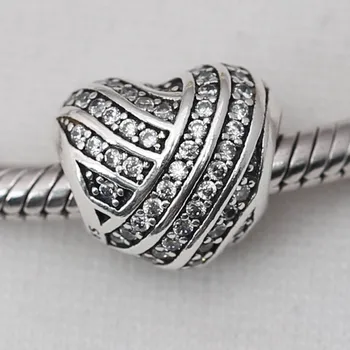 

Authentic S925 Bead DIY Jewelry Love Lines Charm fit Lady Bracelet Bangle Pave Clear CZ Girl Gift