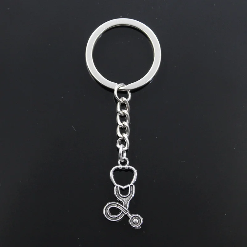 

Hot Fashion doctor stethoscope 28x14mm Pendant 30mm Key Ring Metal Chain Silver Men Car Gift Souvenirs Keychain Dropshipping