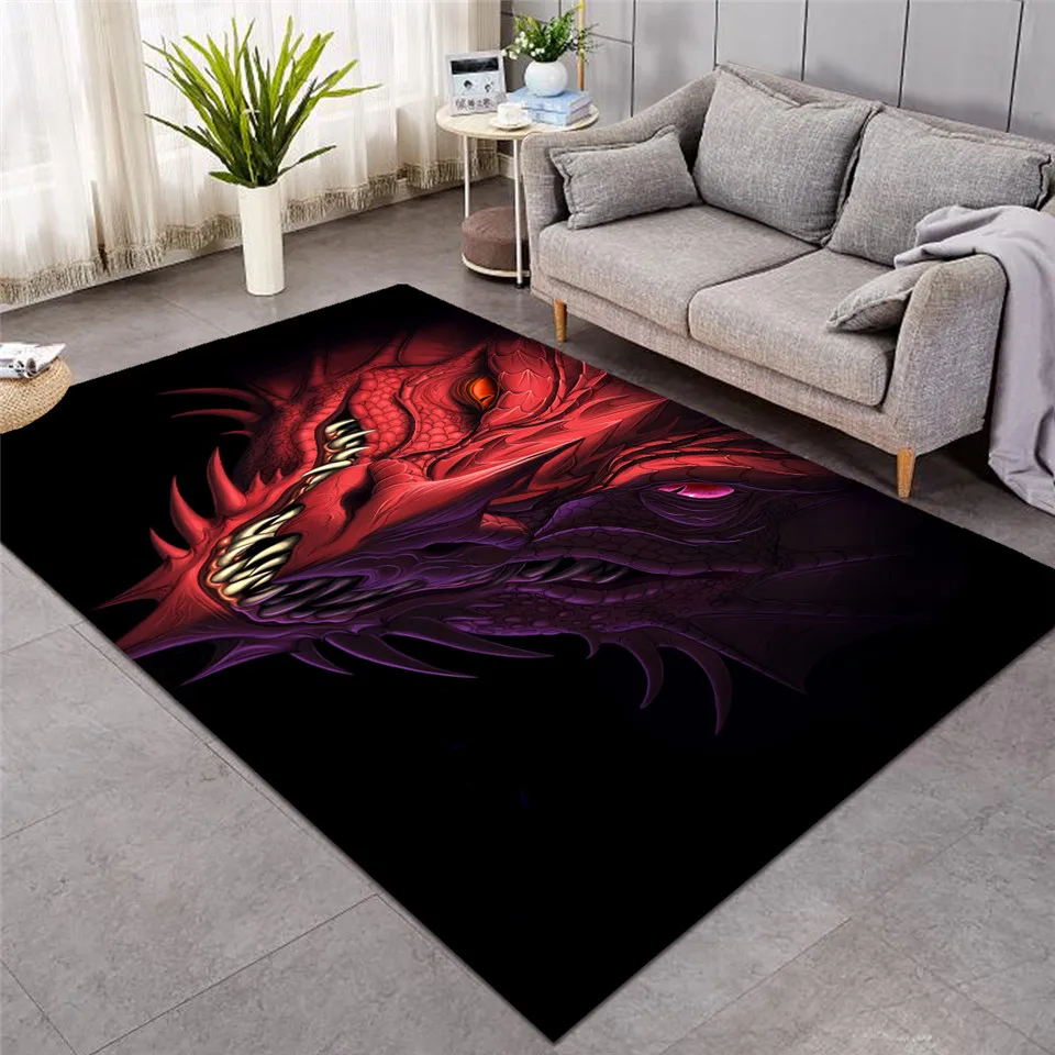 Chinese Black Dragon Kitchen Bathroom Area Rugs Floor Non-Slip Mat Carpets 006 