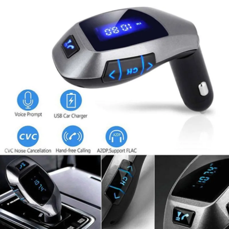 Fm-передатчик Bluetooth V5.0 автомобильное зарядное устройство адаптер MP3 с QC3.0 зарядка USB TF