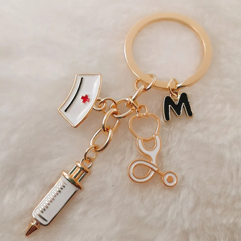 Nurse Gift Keychain Key-Ring Stethoscope-Doctor Letter A-Z And