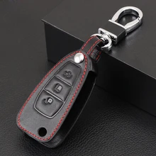 3 Buttons Leather Car Key Fob Case For Ford Focus MK3 MK4 Fiesta Fusion Kuga