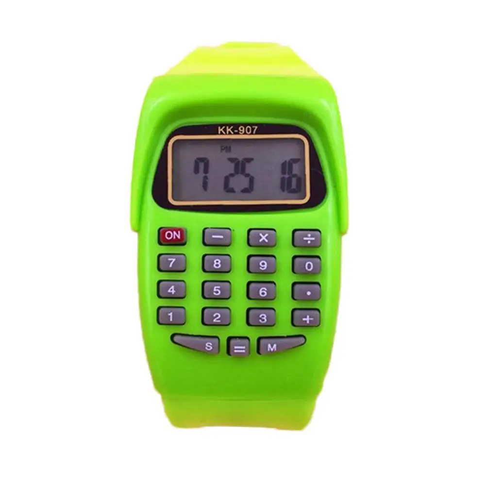 Fashion Digital Calculator With LED Watch Function Casual Silicone Sports For Kids Children Multifunction Calculating