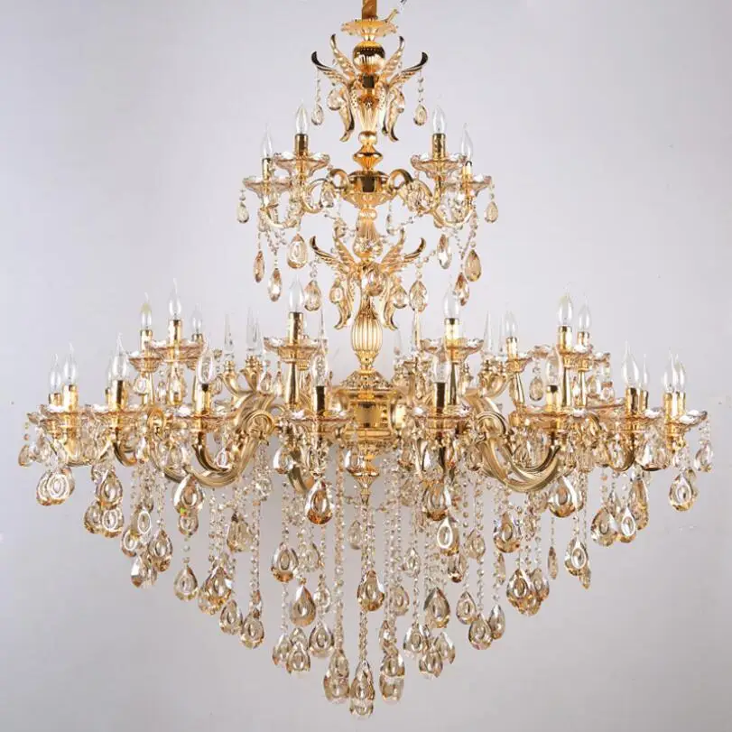 Crystal Chandelier Lighting European Style Luxury Zinc alloy Chandeliers Led Lights For Home Hotel Villa Living Room Decoration