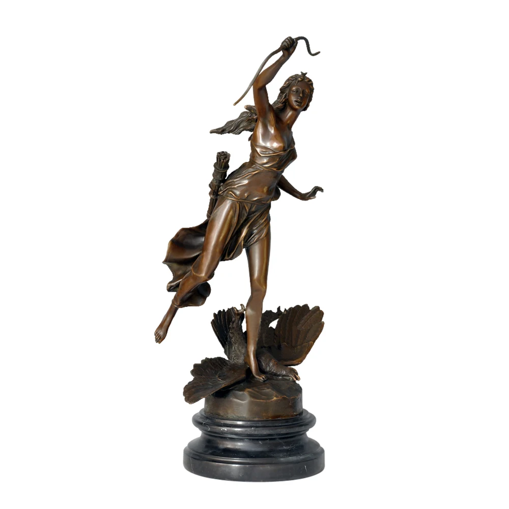 

Diana Artemis Hunting Falcon Statue Bronze Greek Myth Goddess Sculpture Upscale Home Decoration Antique Art Large