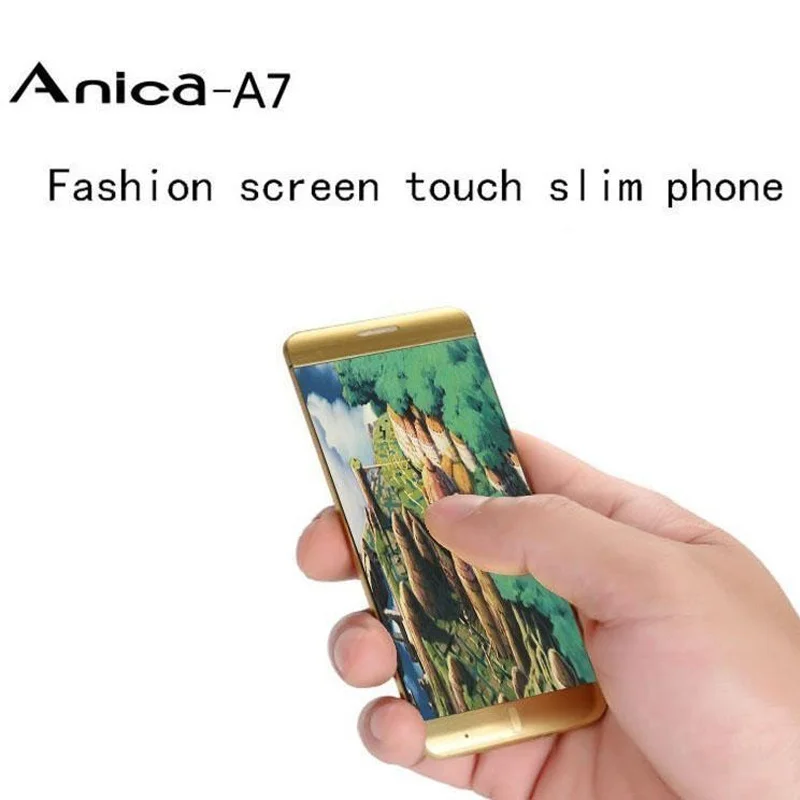 Цветной ультратонкий металлический Anica A7 мобильный телефон с MP3 Bluetooth Dual SIM мобильный