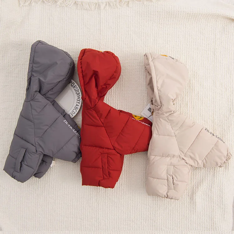 Одежда с хлопковой подкладкой для малышей, для мальчиков 1, 2, 3 лет, зима, толстая, осень и зима, для маленьких детей, с капюшоном, с хлопковой подкладкой