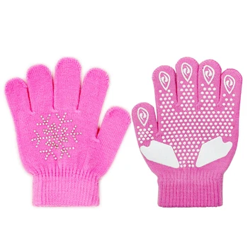 

H Hot Sports Children Skating Gloves Full Finger Rhinestone Winter Warmer Gloves Thermal Handwear Outdoor Sportswear Accessories