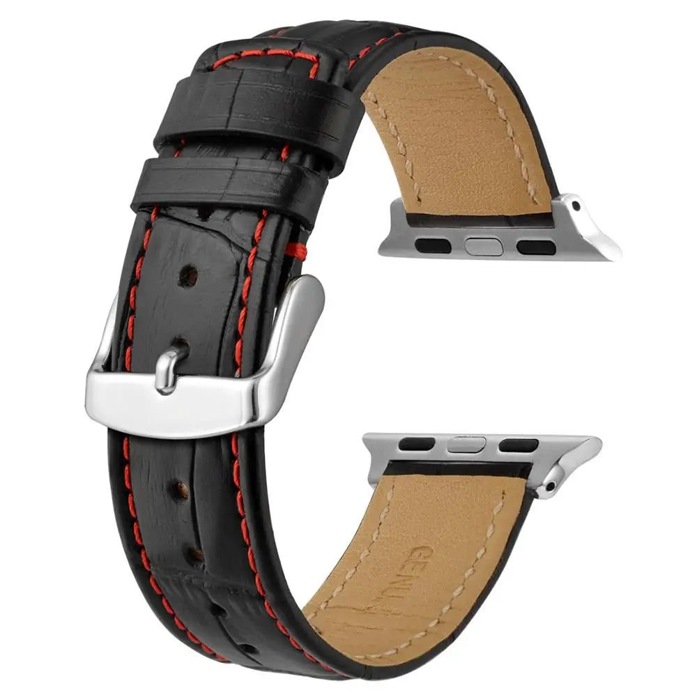 Кожаный ремешок Anbeer для часов Apple 38 мм 40 42 44 Iwatch series 5 4 3 2 1 браслет мужские ремешки