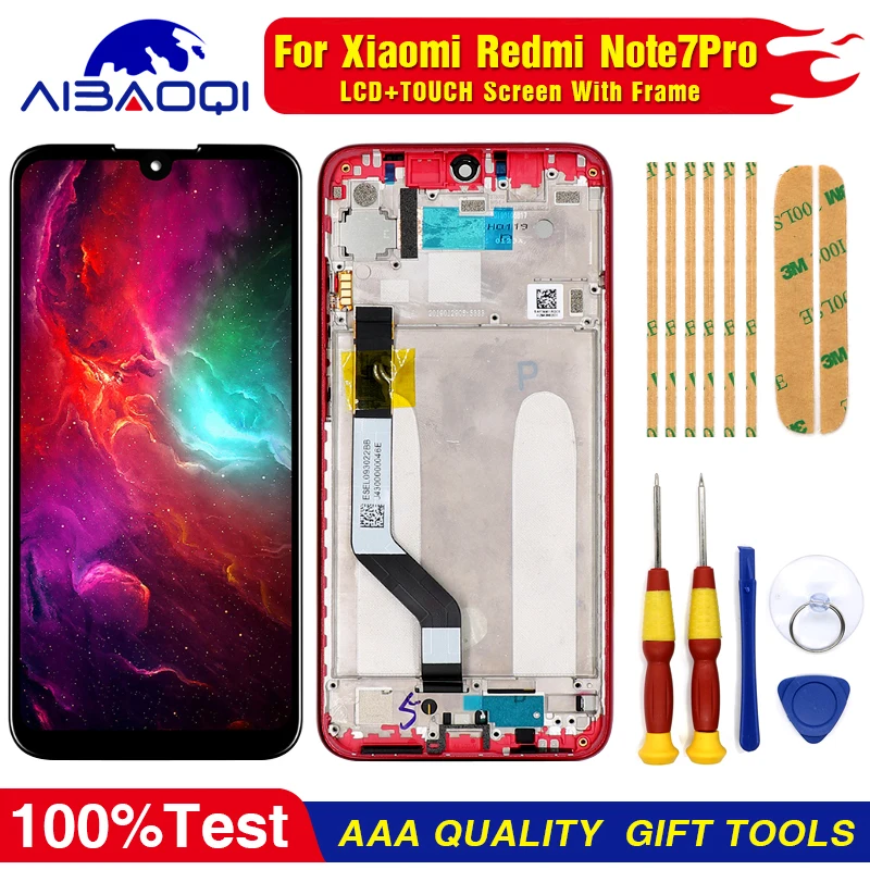 AiBaoQi для 6 3 ''Xiaomi Redmi Note 7 Pro lcd и сенсорный экран дигитайзер с рамкой монтажный