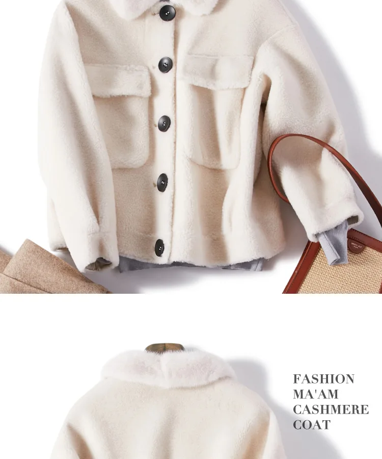 coats and jackets women winter real wool fur coat new grain sheep sheared coat female turn down mink collar female jacket