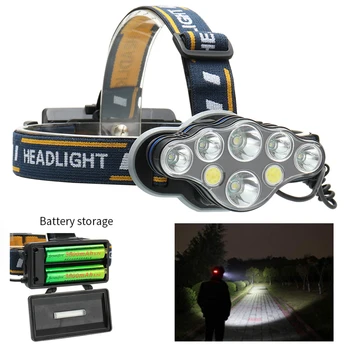 

8 LED Beads COB Super Bright Headlight Night Head Lamp Torch Waterproof Hiking Headlamp Camping Flashlight 18650 Battery