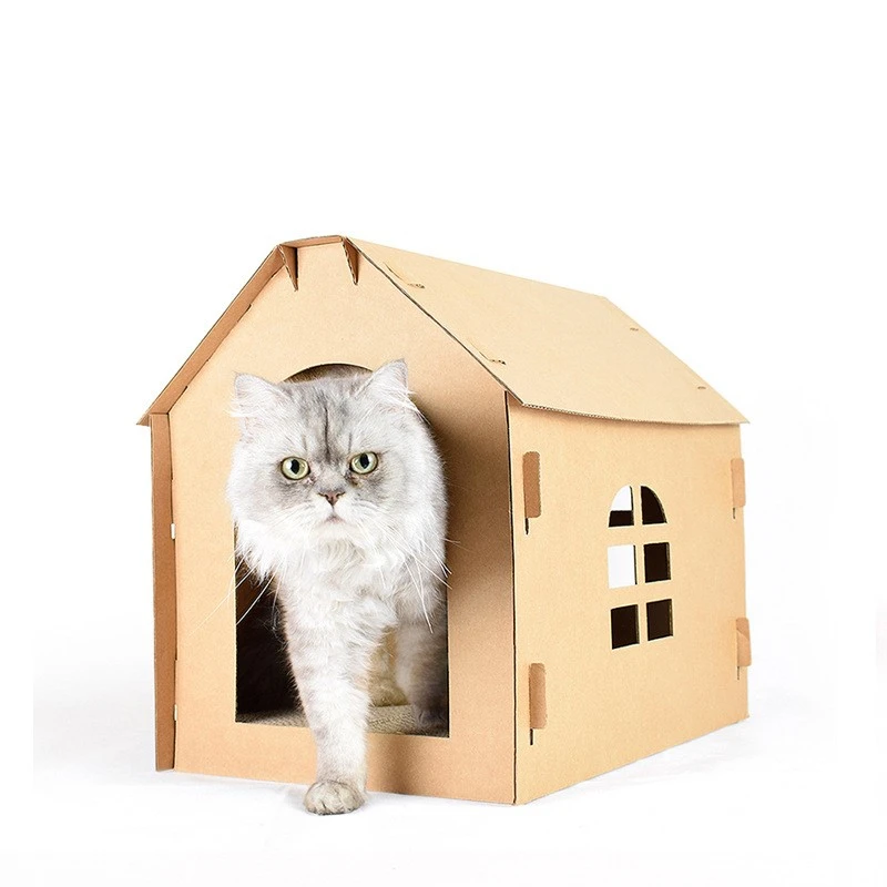 

Cardboard Cat Accessories House Toy Supplies Scratcher Litter Box Corrugated Scratching Pad Indoor Kitten Diy Durable Recyclable