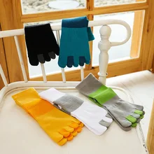 Veridical Cotton Five Finger Sport Socks Breathable Toe Socks Mid Tube Socks Striped Compression Breathable Colorful Socks