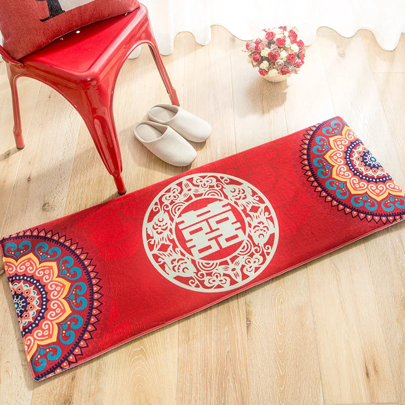 Новогодний праздничный домашний дверной проем, красный коврик для ковров, свадебные принадлежности для дома, свадьбы, спальни, водопоглощающий коврик