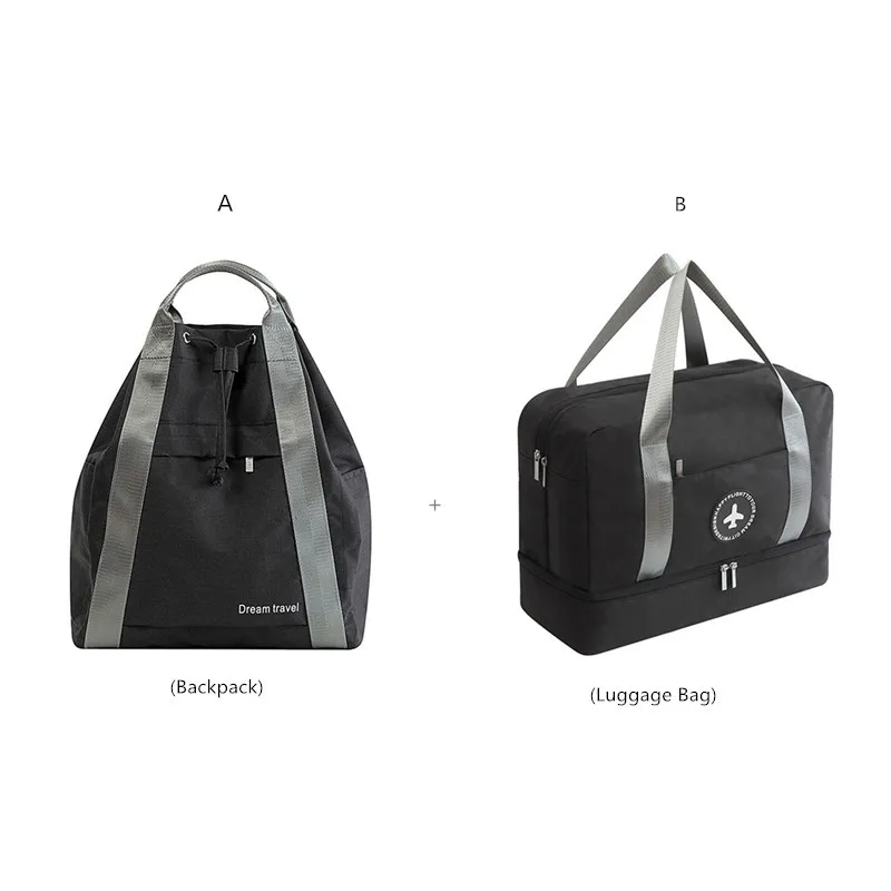 Дорожная незаменимая водонепроницаемая сумка для хранения, переносная сумка-Органайзер для одежды и обуви, повседневный рюкзак, цифровая посылка, аксессуары для косметики - Цвет: ABlack