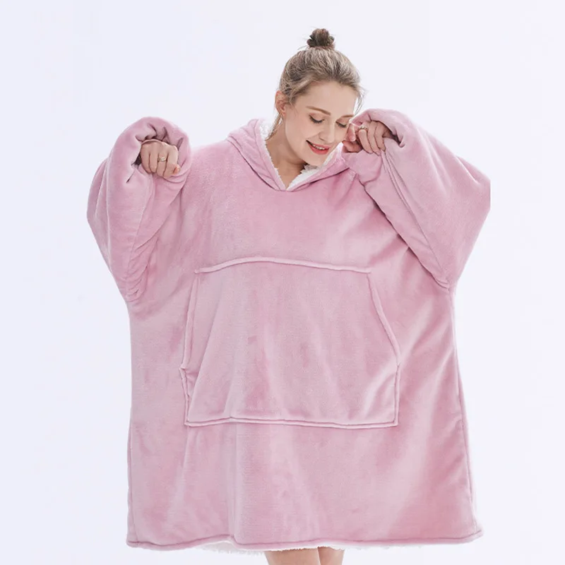 Women Wearable Hoodie Blanket with Sleeves Fleece Hooded Sweatshirts Giant Blanket Hoodies Winter Oversized Hoodies Sweatshirts