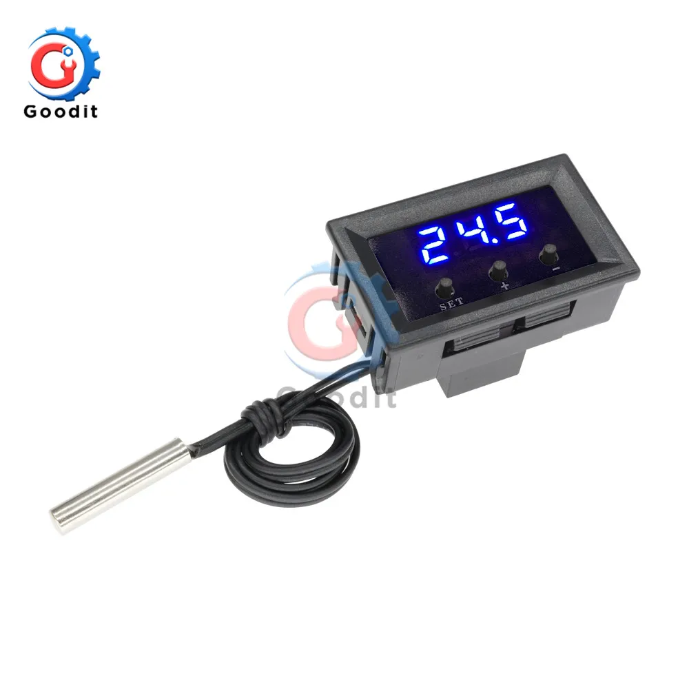 Blue With Case W1209 цифровой термостат регулятор температуры DC 12 В регулятор терморегулятор инкубатор NTC датчик метр чехол температура отопления охлаждения - Цвет: Blue With Case