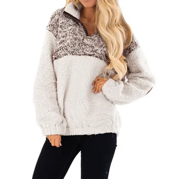 

sudadera mujer sweatshirt Women Warm Fluffy Winter Solid Casual Zip Up Sweatshirt Pullovers Outwear clothes moletom
