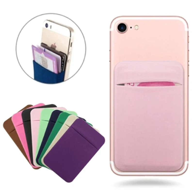 Fashion Adhesive Sticker Back Cover Card Holder Case Pouch For iphone xiaomi For Cell Phone