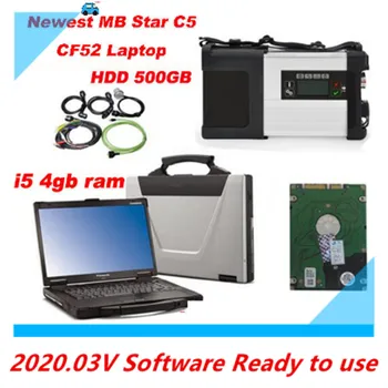 

MB Star SD Connect C5 Wifi with 500gb HDD in CF52 i5 4g Laptop Newest Software V2020.03 Super MB Star C5 Car Diagnostic Tool