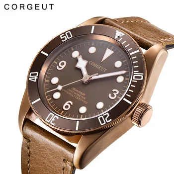 

Luxury top brand Corgeut 41mm Sport Sapphire Glass Sterile Coffee Dial PVD Mechanical Male clock Automatic Mens Wrist Watch