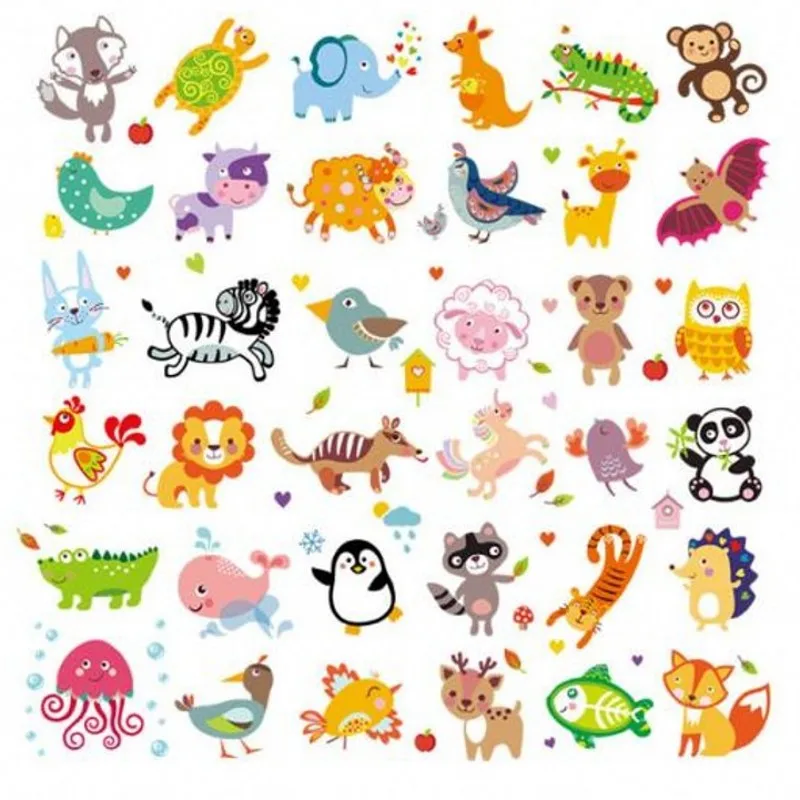 

Set Of Cute Animals Iron On Patches DIY Accessory Heat Transfer Washable Stickers For Clothes Bag Print Hoodies Jeans