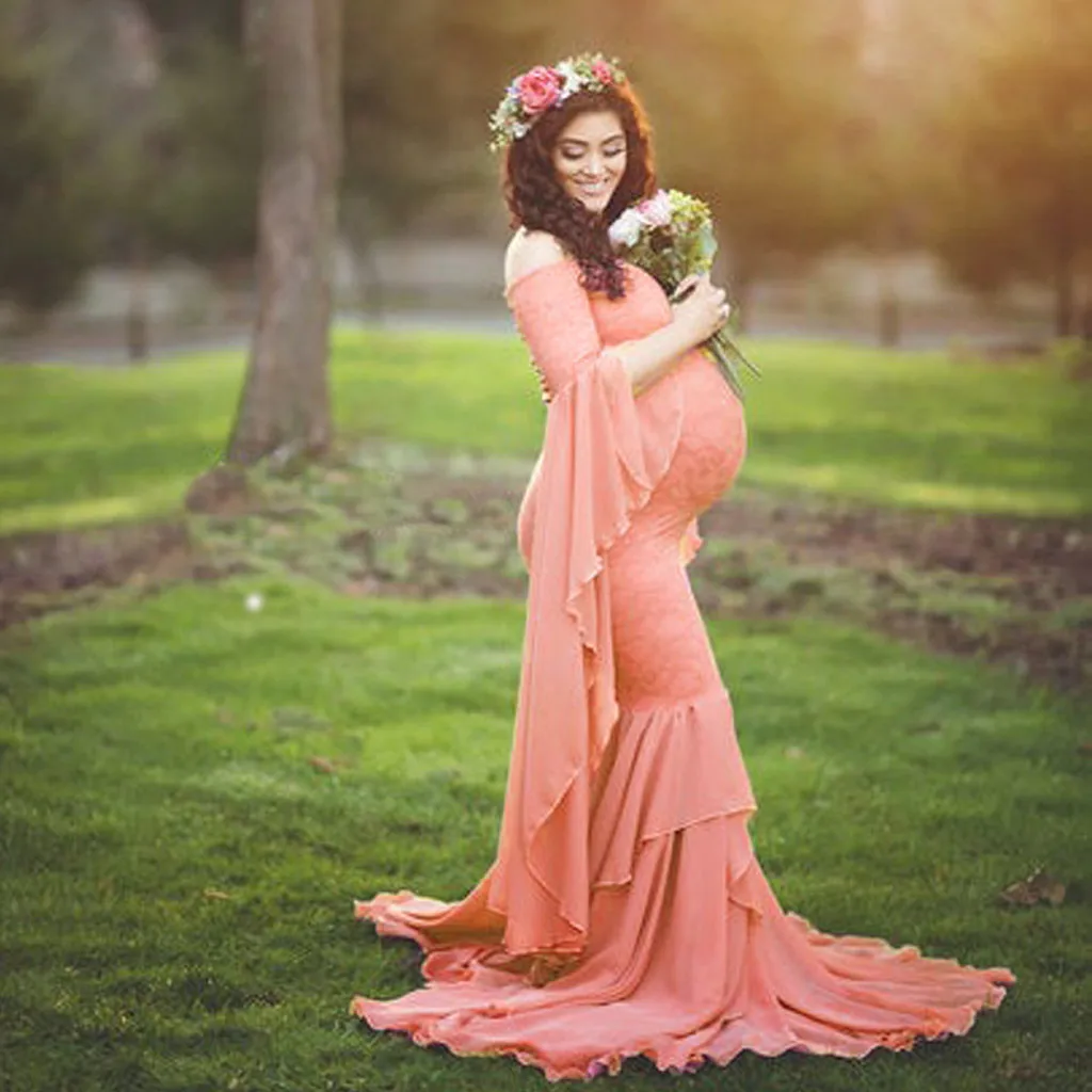 Женское платье для беременных vetement femme однотонное с открытыми плечами и длинным