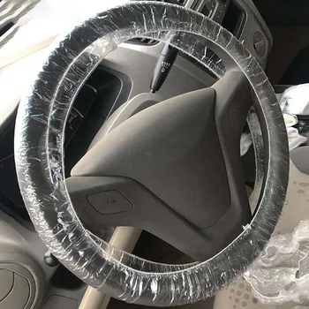 

100Pcs Universal Disposable Plastic Car Steering Wheel Cover Waterproof Anti-Dust Car Steering Wheel Protection