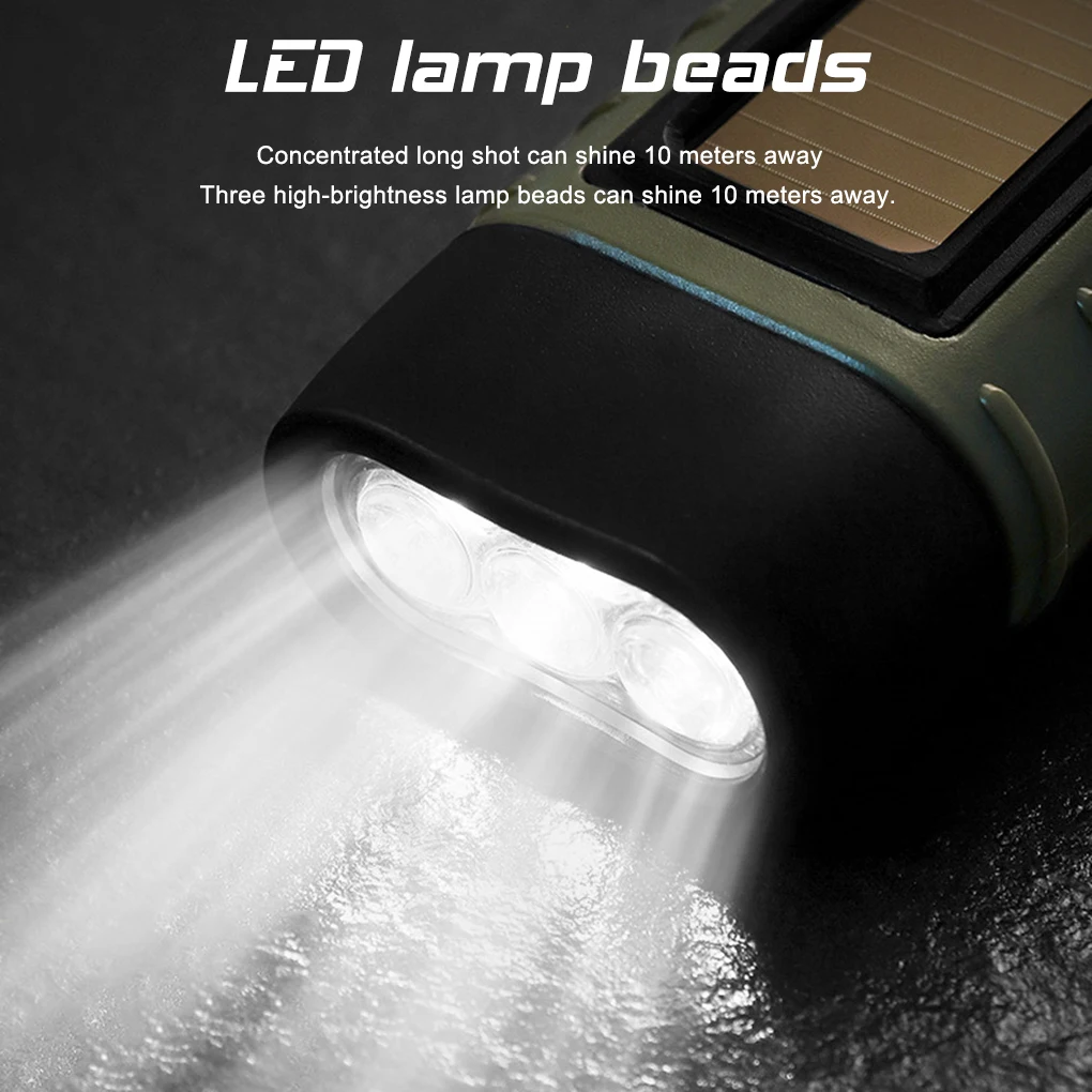 Mini Emergency Hand Crank Dynamo Solar Flashlight Rechargeable Led Light Lamp Charging Powerful Torch for Safety Survival | Освещение