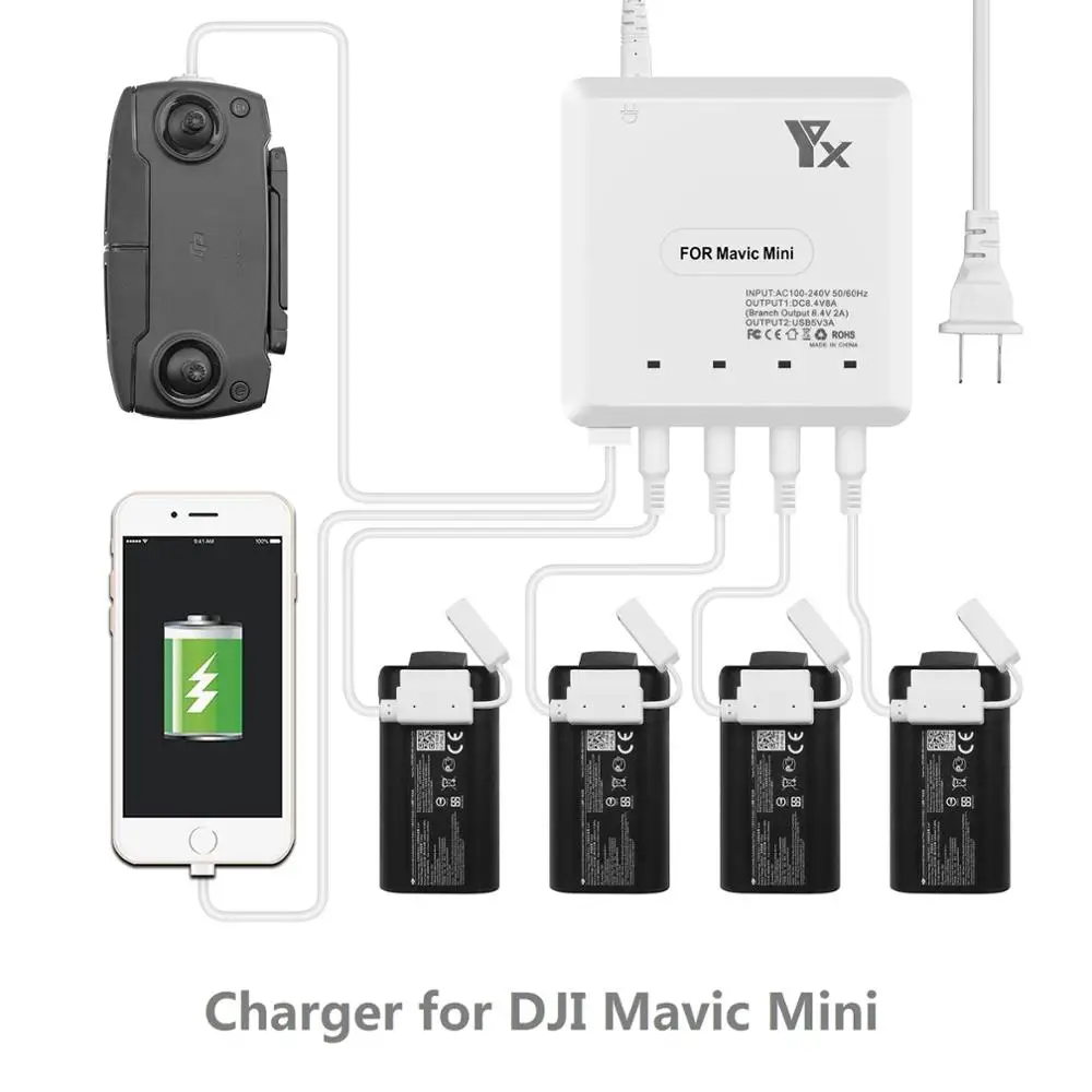 $28 For Mavic Mini Drone in Battery Charger with USB Port Remote Control Charging Hub for DJI Mavic