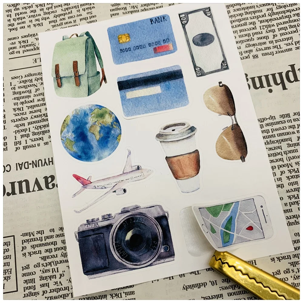 40Pcs/Pack Vintage Travel Trip Sticker DIY Craft Scrapbooking Album Junk Journal Happy Planner Decorative Stickers