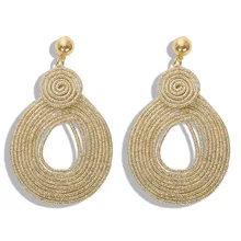 2019 nuevos pendientes Vintage para mujeres pendientes de declaración geométricos de Color dorado pendientes de aro de metal moda Bohemia tendencia de joyería(China)