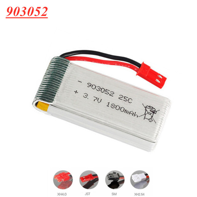 1800mAh Lipo Battery +charger for HQ859B HQ898B H11D H11C T64 T04 T05 F28 F29 T56 T57 RC Drone Parts 3.7v Battery JST Plug