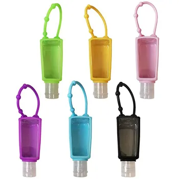 

6pcs Portable Hand Sanitizer Refillable Bottles Dispensing Hang Dispenser Mini Keychain Bottle Silicone Liquid Container 30ML