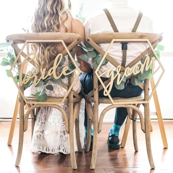 

Wood Chair Banner Chairs Sign DIY Wedding Decoration Engagement Wedding Party Supplies Bride&Groom/Mr&Mrs/Better&Together
