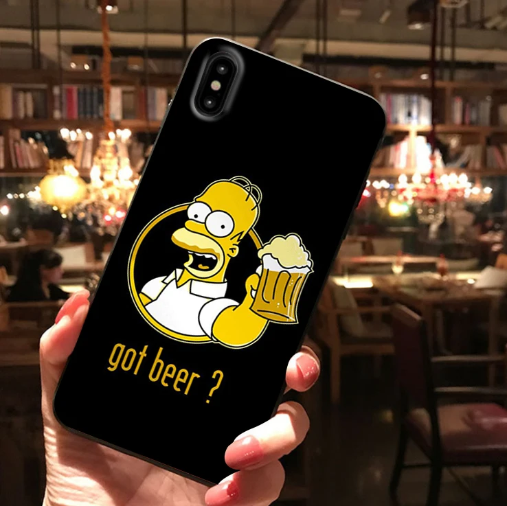Черный силиконовый чехол для телефона Homer J.Simpson iPhone X XR XS Max 5 5S SE 6 6s 7 8 Plus Забавный