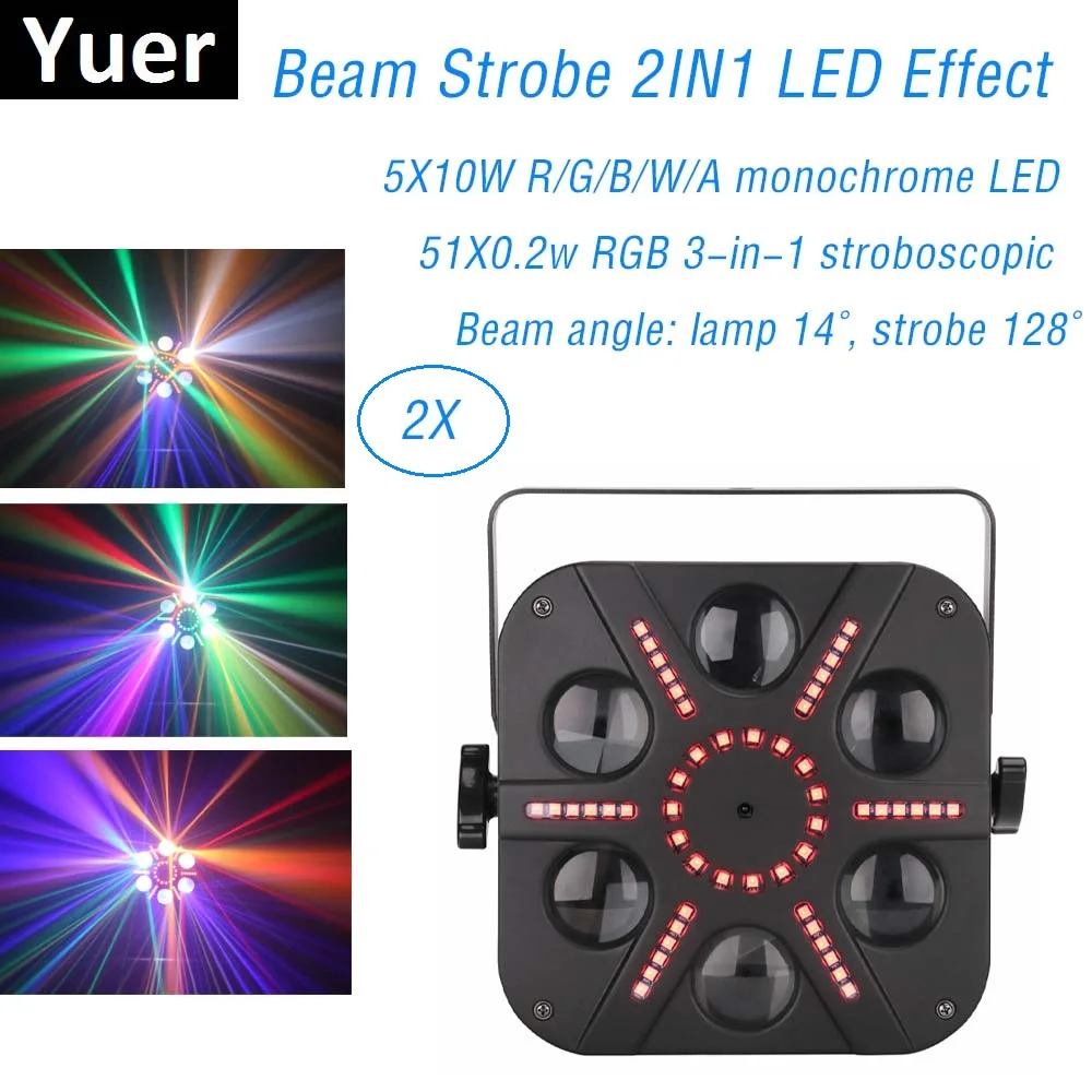 

Laser Projector Beam Strobe Stage Light 51X0.2W RGB 3IN1 LED Strobe Light DMX 512 Control 5X10W RGBWA 5IN1 LED Effect Light Dj