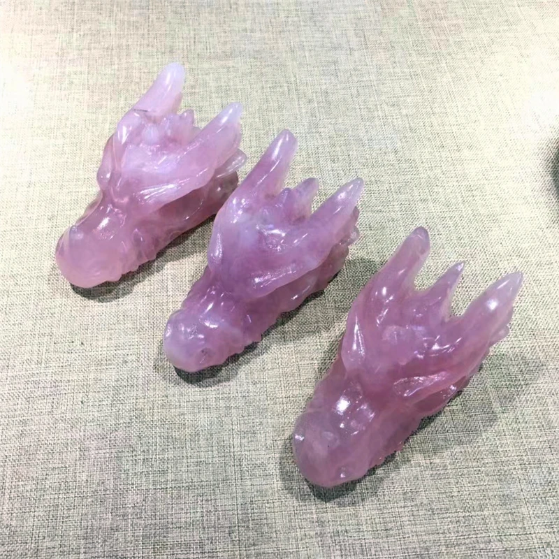 

Натуральный розовый кварц ручная работа Резная Голова Дракона Череп полированная животная мощная статуя аксессуары для украшения дома 1 шт.