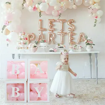 

New 4Pcs Square Transparent Party Gift Boxe Balloon Packing Box Case Creative Large Cube Box For Baby Shower Party Wedding Decor